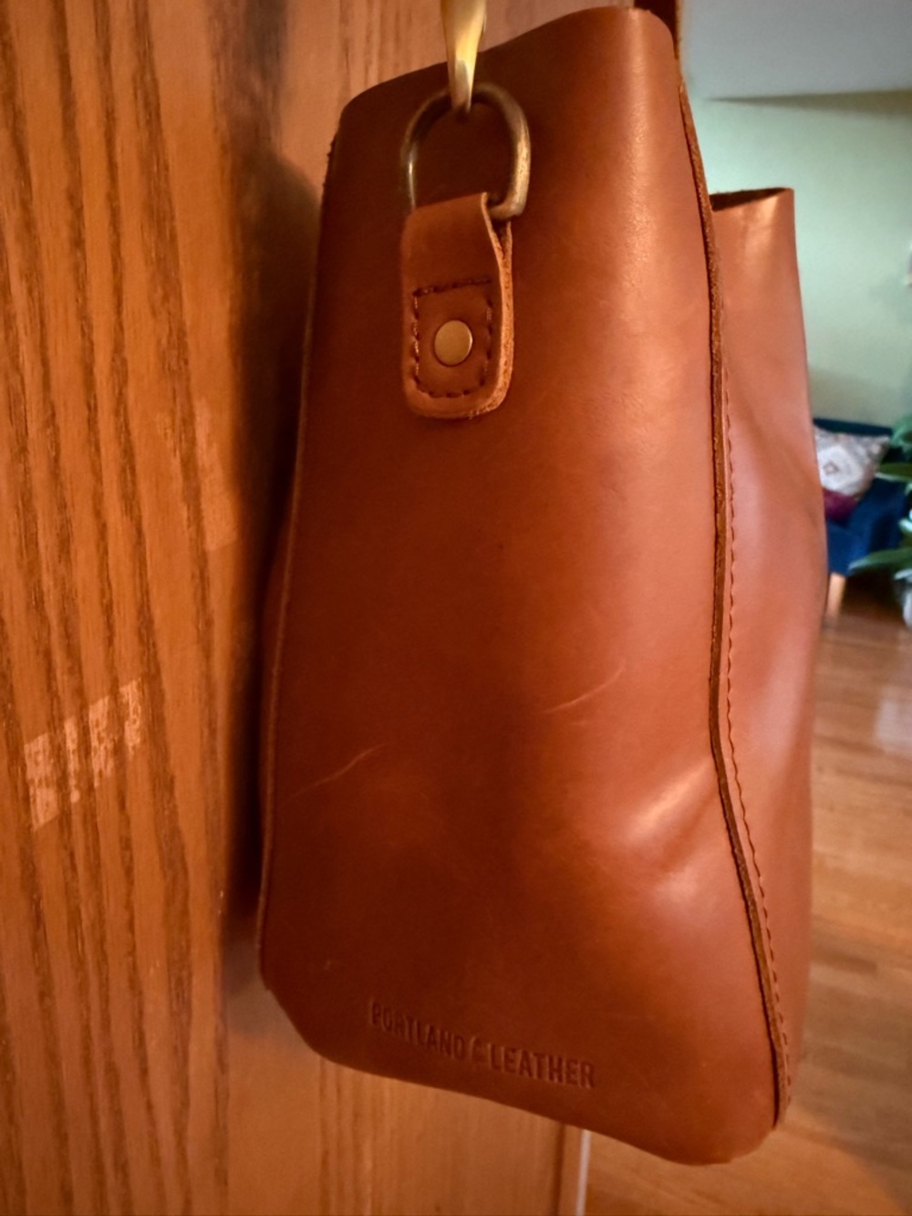 Portland Leather Butterfly Bucket Bag Honey Full Grain Leather Boho Classic - Picture 4 of 15